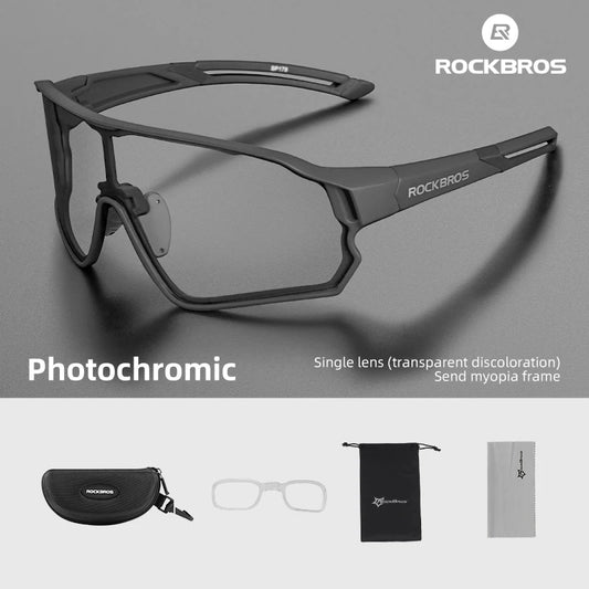 ROCKBROS™ Versatile Cycling Sunglasses: Photochromic Lenses with UV400 Protection for Road, MTB, and Sports