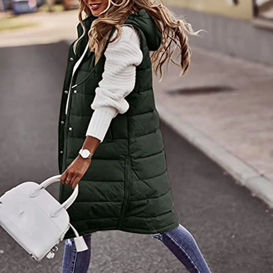 Lightweight Hooded Down Vest - Sleeveless Quilted Jacket for Winter