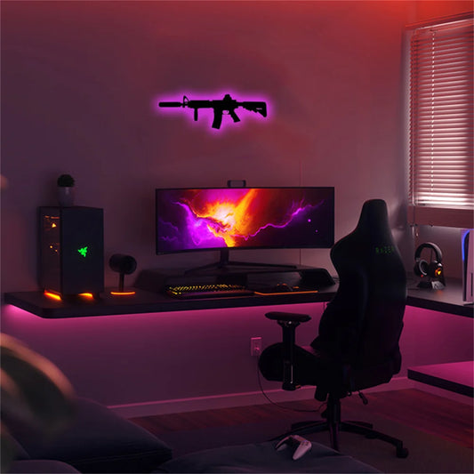 Illuminating Gaming Decor: Neon Silhouette Wall Light for Gamer Spaces