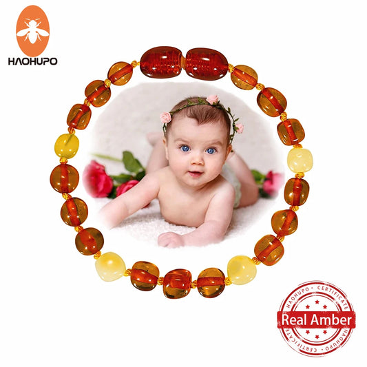 Nature's Soothing Embrace: Handcrafted Baltic Amber Bracelets for teething Baby