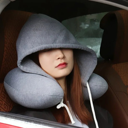 U-shaped Hooded  Pillows For Travel, Car Seats Office and home